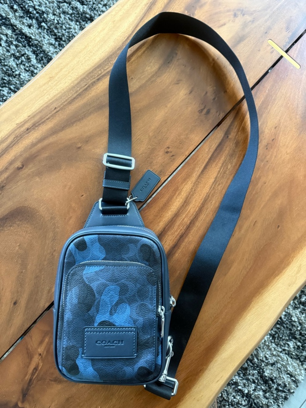 🔥Coach !NEW! Blue Camo Crossbody Sling Bag